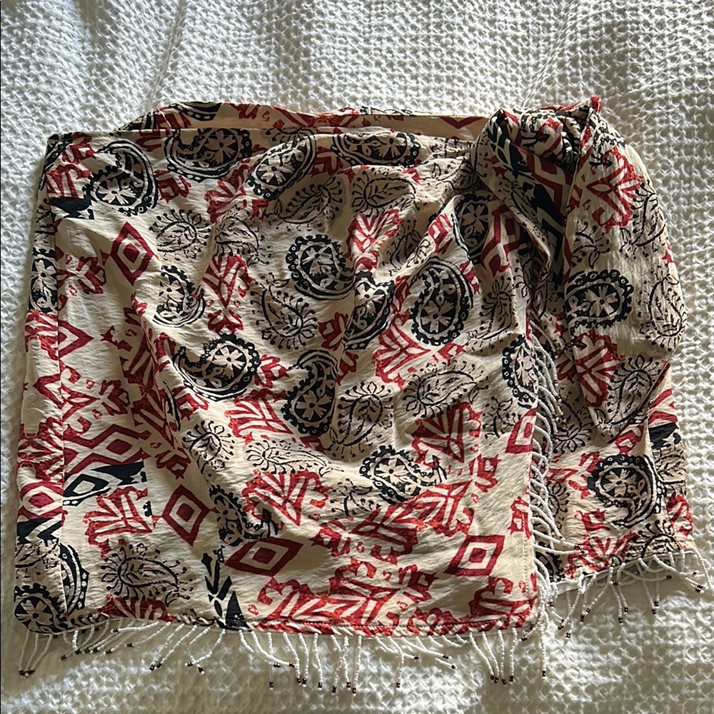 Zara Red and Black Patterned Scarf
